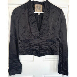 Vintage 90s Cropped Blazer Women’s L Long Sleeve Crinkle Whimsigoth Witchy Goth
